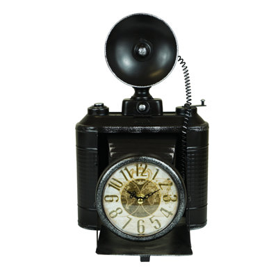 Analog Metal Quartz Movement / Crystal Tabletop Clock in Antique
