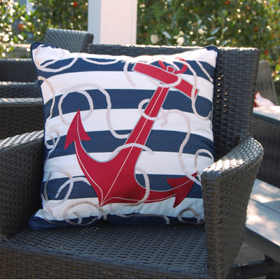 Embroidered Outdoor Throw Pillow