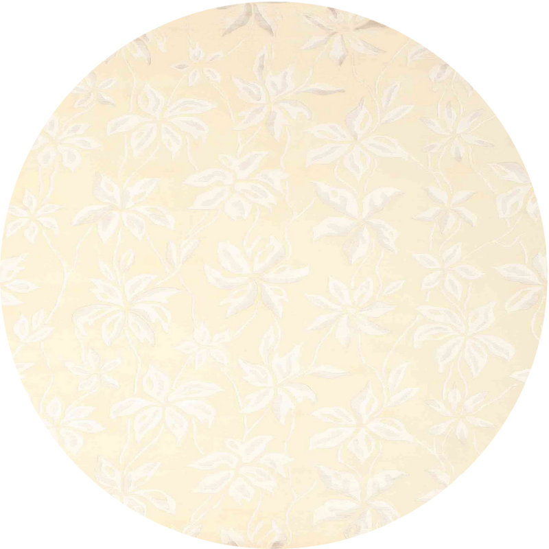 Tapis de zone crème contemporaine, Rond 8 pi