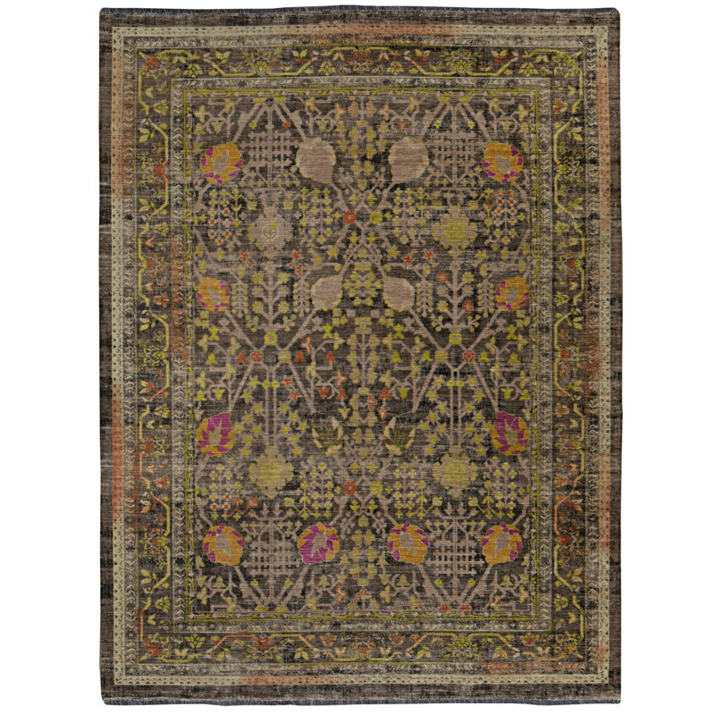 Tapis noir et vert Laurel Conor-James, Rectangulaire 8 pi x 10 pi