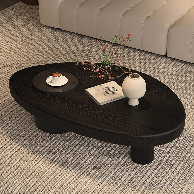 Table basse triangulaire rétro en bois massif noir, H 13,39 po x L 47,24 po x l 28,74 po, Noir