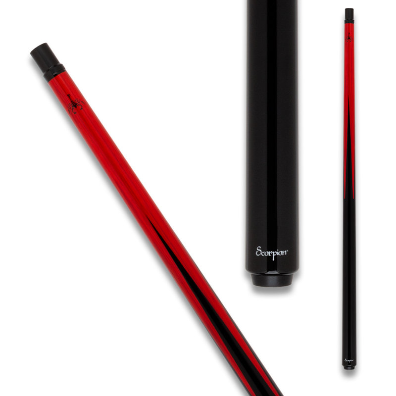 Scorpion SCO120 Carbon Fiber Sneaky-Pete Pool Cue - Red w/ Black Points - 20oz, 20 oz.