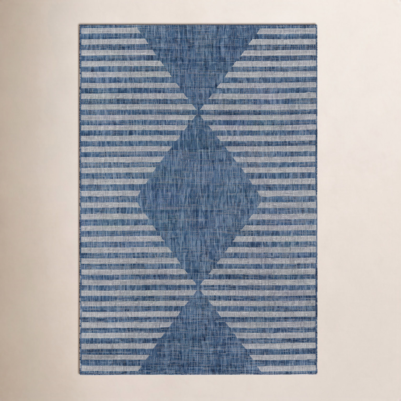 Blue Geometric Outdoor Rug, Rectangle 3'3" x 5'