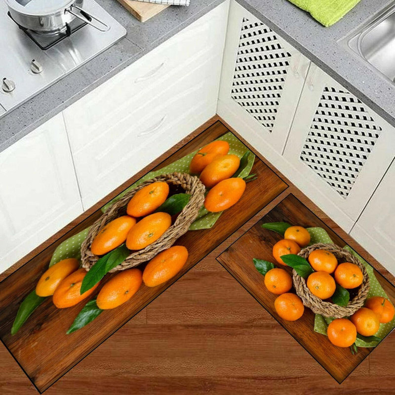 3D Fruit Kitchen Mat – Washable Non-Slip Runner Rug – Door Mat with Rubber Backing – Polypropylene, 50cm W x 150cm L
