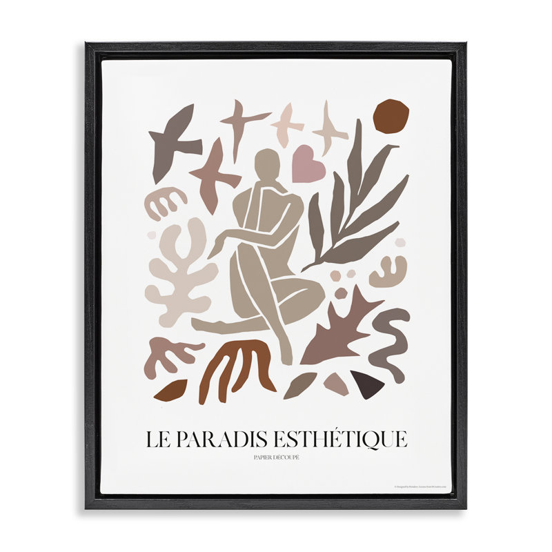 Art figuratif encadré "figure avec formes abstraites" par Reinders, Cadre flottant noir de jais, H 21 po x l 17 po