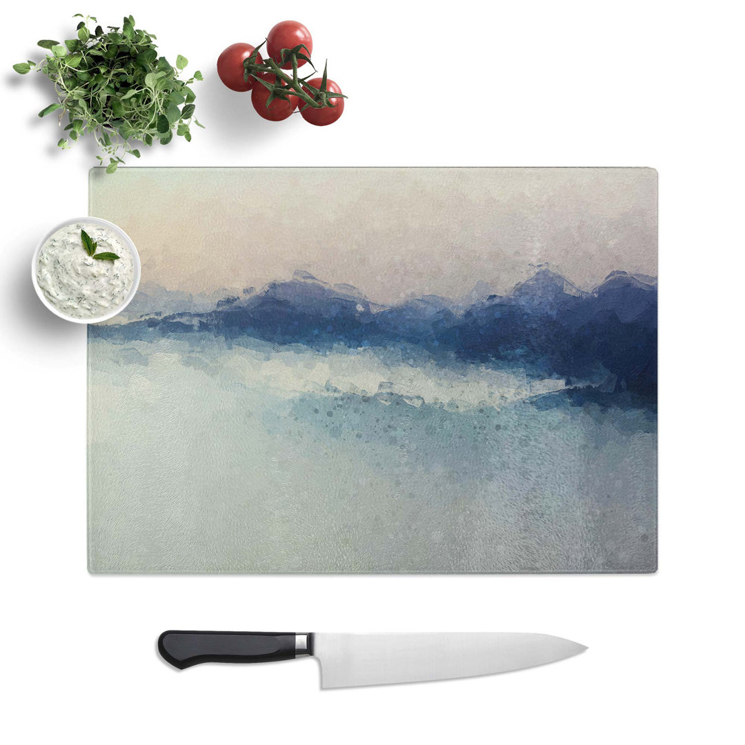 Glass Misty Mountains in Abstract Chopping Board