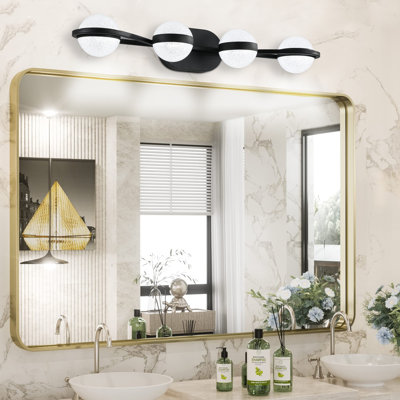 Luminaire de salle de bain minimaliste à DEL 30 po avec abat-jour en acrylique sable sable cristal, luminaire mural décoratif à 4 lumières, convenant au miroir de meuble-lavabo