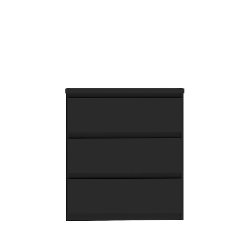 3- Drawer Modern Nightstand, Black