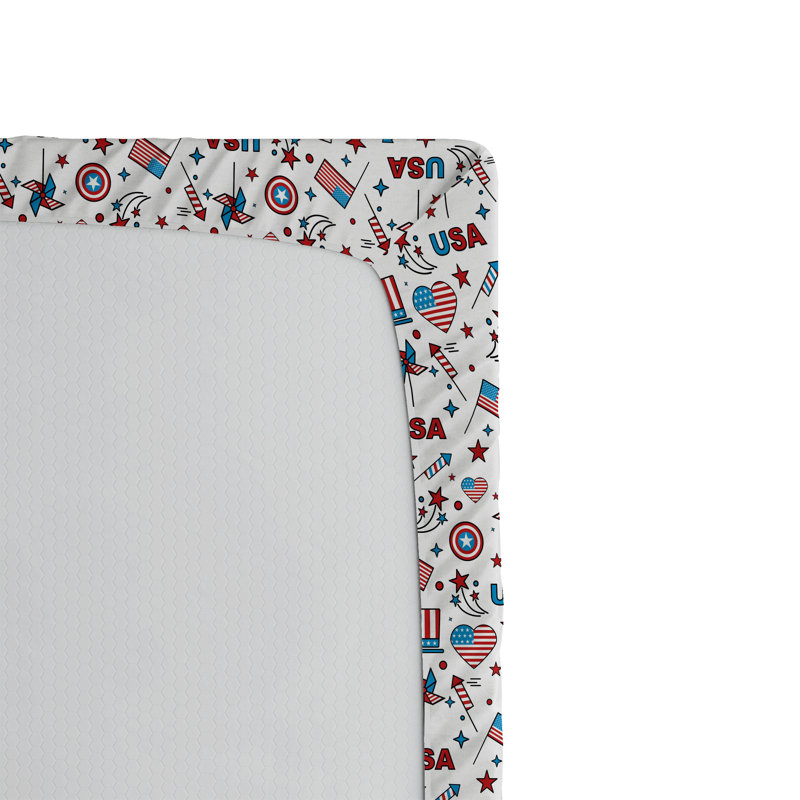 Ambesonne 4th of July Fitted Sheet 2-Pack USA Red White Blue, Twin XL Fitted Sheet