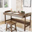 Bureau en bois massif avec tiroirs - Bureau d'ordinateur à hauteur réglable manuellement avec trou pour câbles-1781994031-1781259007