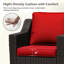 Ensemble de conversation en rotin pour 2 personnes avec table d'appoint, 2 chaises pivotantes et coussins rouges-2031180293