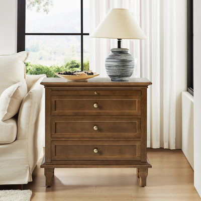 Dominic Country 72cm W 3 - Drawer Bedside Table