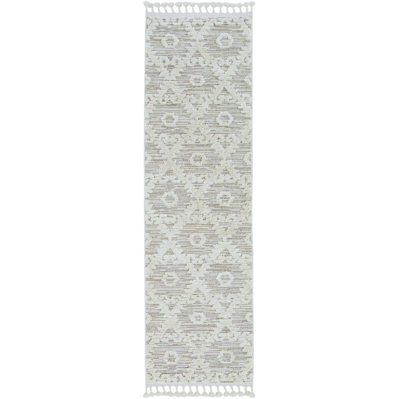 Geometric Tufted Ivory/Gray Area Rug, Rectangle 3' x 5'