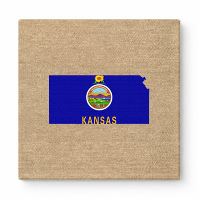 Kansas State Flag Map - art mural carré sur toile