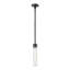 3" E26 Cylindrical Pendant Light, 18" Crackled Glass And Satin Brushed Black Finish-1137822903-1137822909