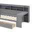 Lit de jour simple en bois avec rangement intégré, deux tiroirs et un bureau d'étude à côté pour une utilisation polyvalente-285671892