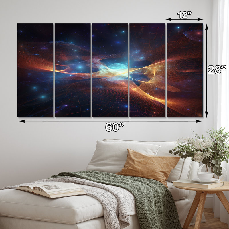 Bright Star Dance Stellar Harmony I - Space Canvas Print - 5 Equal Panels