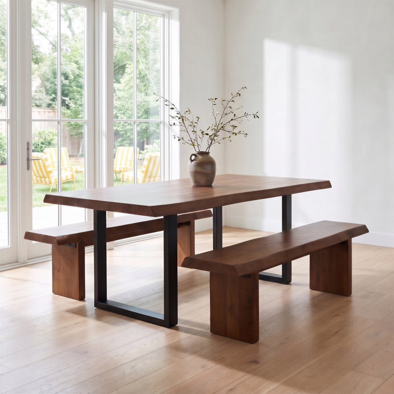 Brooks Dining Table, 29.75"H x 79"L x 40"W, Americano, Black