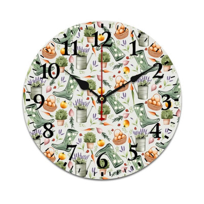 Garden Themed Pattern Decorative Wall Clock, 12" X 12"