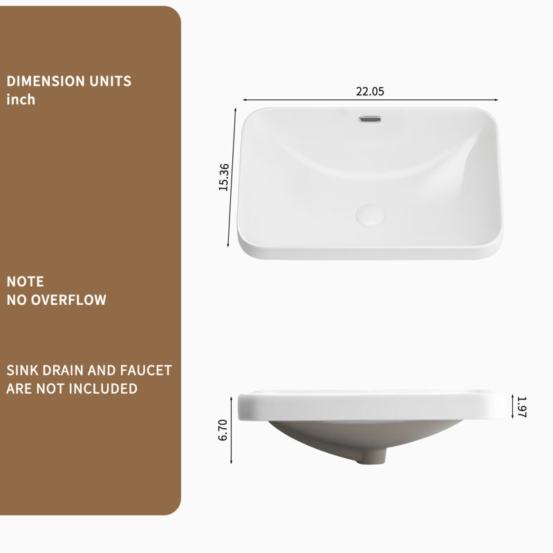 Lavabo de salle de bain encastré en céramique avec design sans couture pour meuble-lavabo
