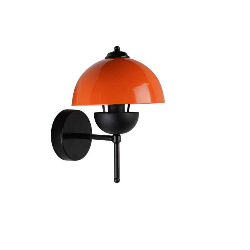 Élégante lampe murale avec corps en métal, finition orange et noire, plaque de base 12 x 3 pouces, capuchon 15 x 5,9 pouces | Douille E26, 40 W maximum (ampoule non incluse) | Éclairage moderne pour la décoration intérieure, indice de protection IP20