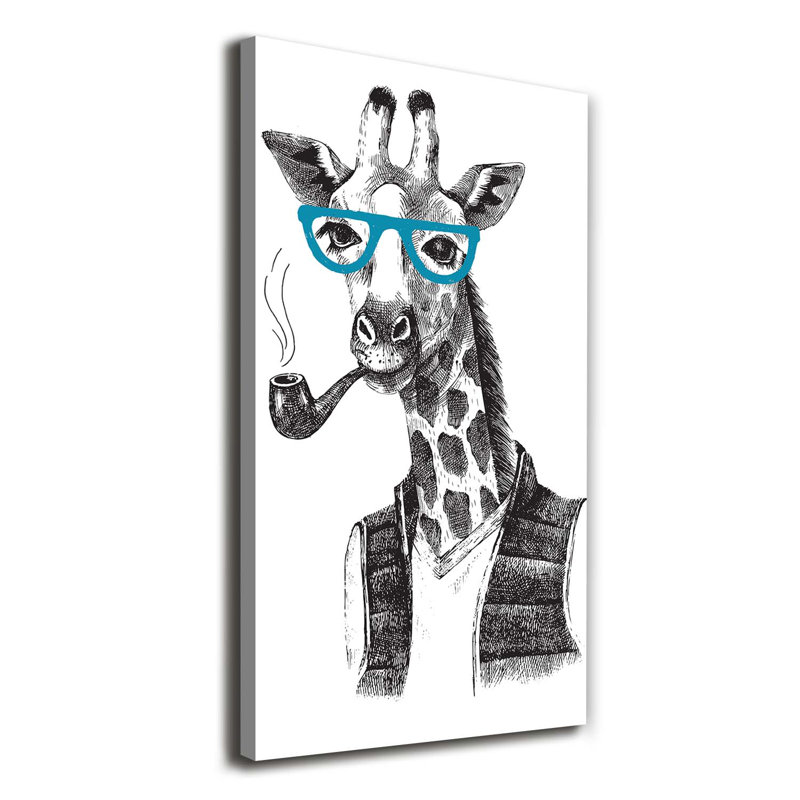 Giraffes With Glasses - Wrapped Canvas Print