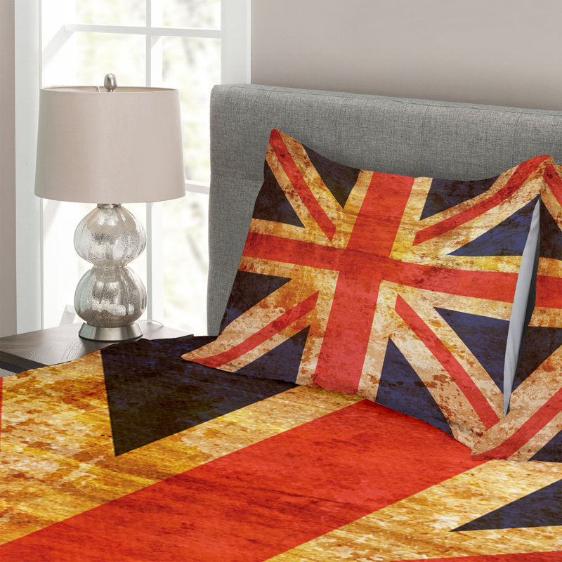 Orange/Black 100% Microfibre Bedspread, 220 x 264 cm