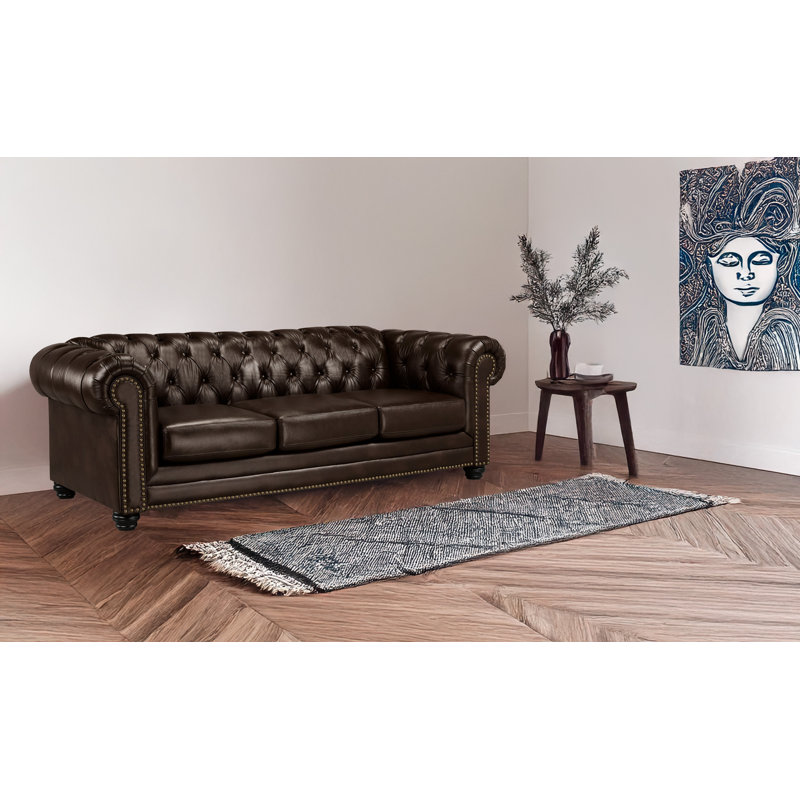 Canapé Chesterfield Ornellas, Cuir espresso assorti