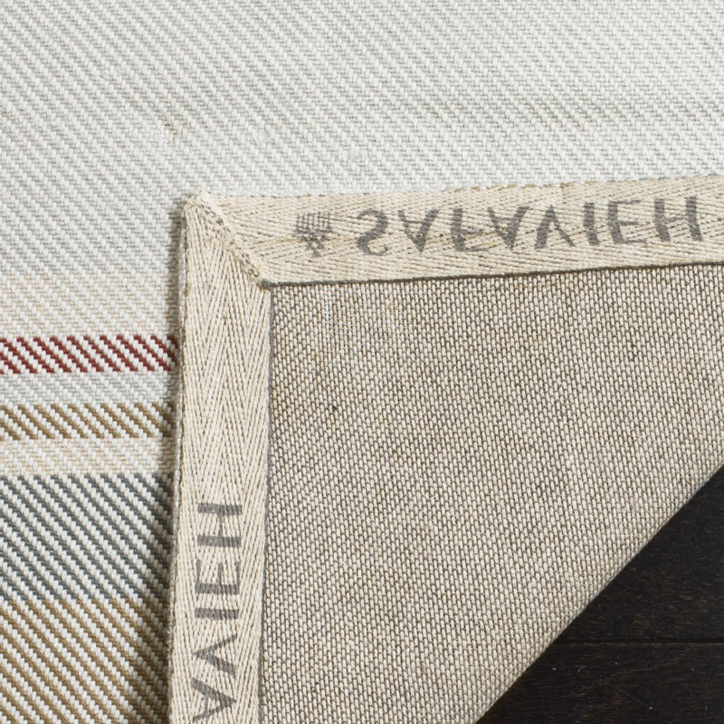 Tapis gris / brun / bleu en laine tissé à la main Caja, Rectangle 8 pi x 10 pi
