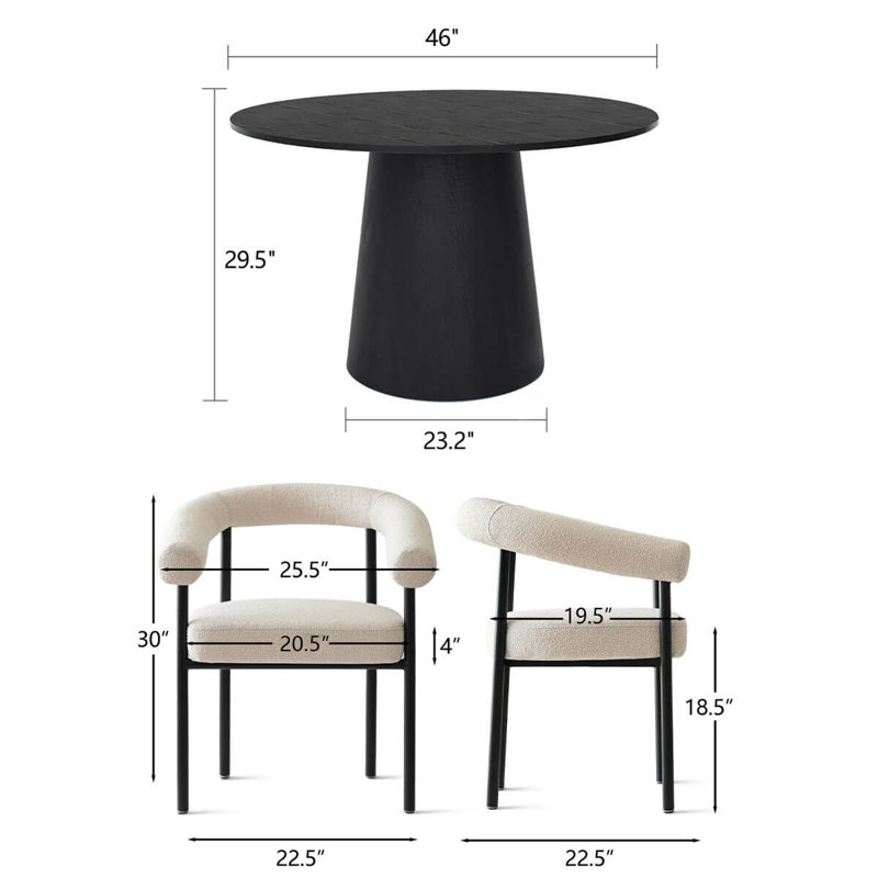 5-Pieces Round Dining Table Sets