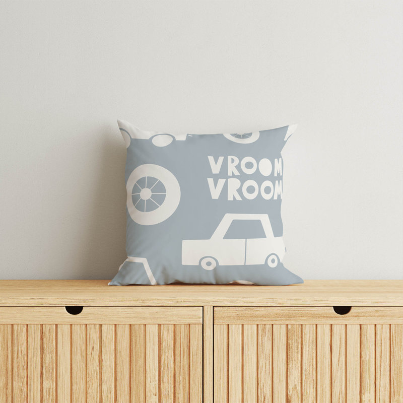 Coussin Vroom, H 18 po x l 18 po, Bleu ardoise / bleu