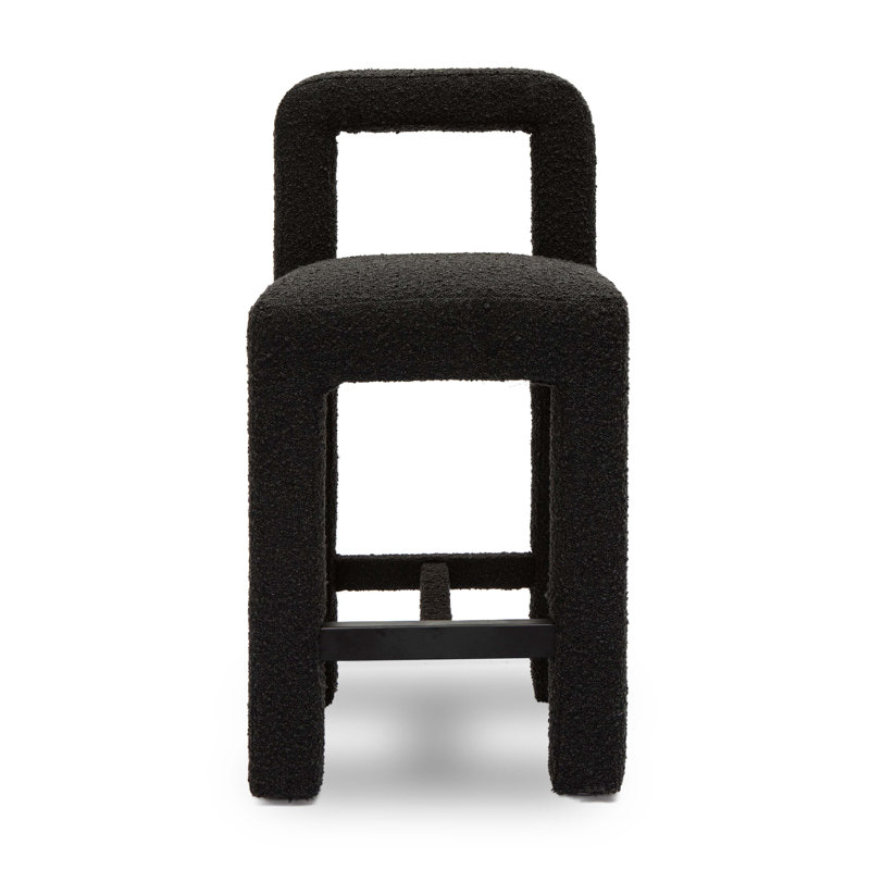 Cream Boucle Counter Stool, Black