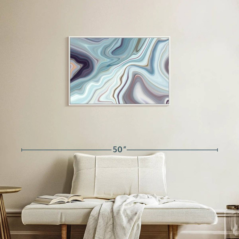 White Gray Marble Tannen, Floating Frame White, 31" X 21"