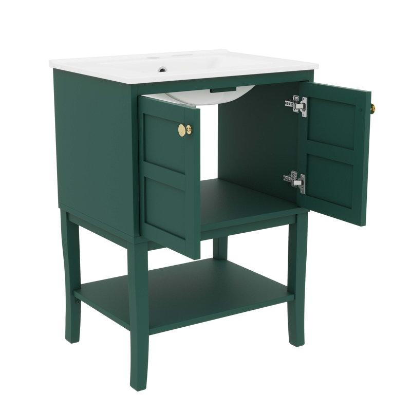 Meuble-lavabo 24 po avec lavabo au-dessus du comptoir, armoire moderne à deux portes et meuble-lavabo simple