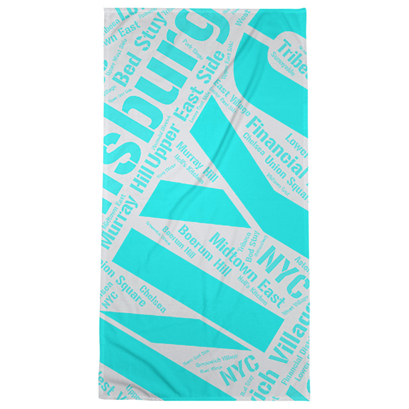Bath Towel, Cyan, Microfiber, New York