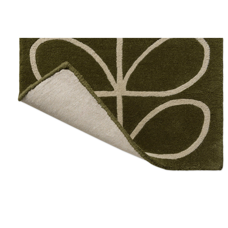 Hand Tufted Wool Abstract Area Rug in Olive, Runner 2'2" x 7'7"