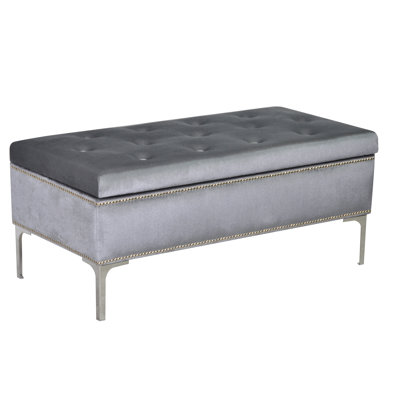 Luxe Polyester Blend Upholstered Storage Bench
