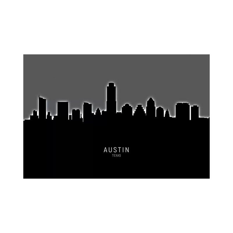 «Austin Texas Skyline» par Michael Tompsett, impression sur toile tendue, H 26 po x l 40 po x 1,5 po
