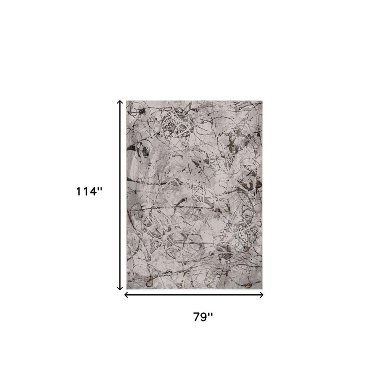 6' X 9' Ivory Gray and Brown Abstract Area Rug