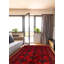 Tapis rouge en laine noué à la main de conception unique 6 pi 11 po x 9 pi 10 po New Hedve