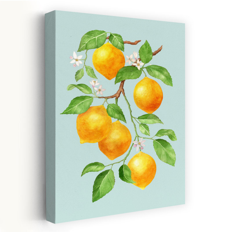 Contemporary Art Fruit Summer Wall Art, 36" H x 24" W, Blue/Orange