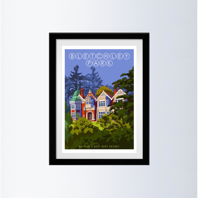 Bletchley Park by Stephen Millership - Print, Black, 43.5cm H x 33.5cm W x 2.2cm D