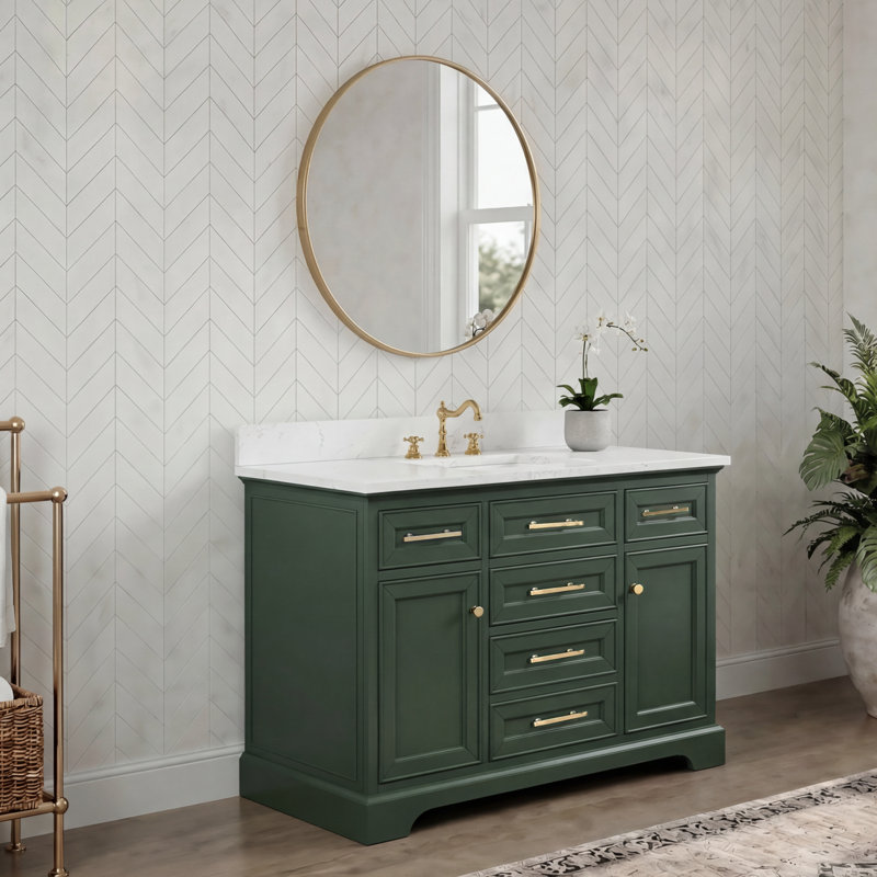 Thompson 48" W Single Vanity, Evergreen/Brushed Gold