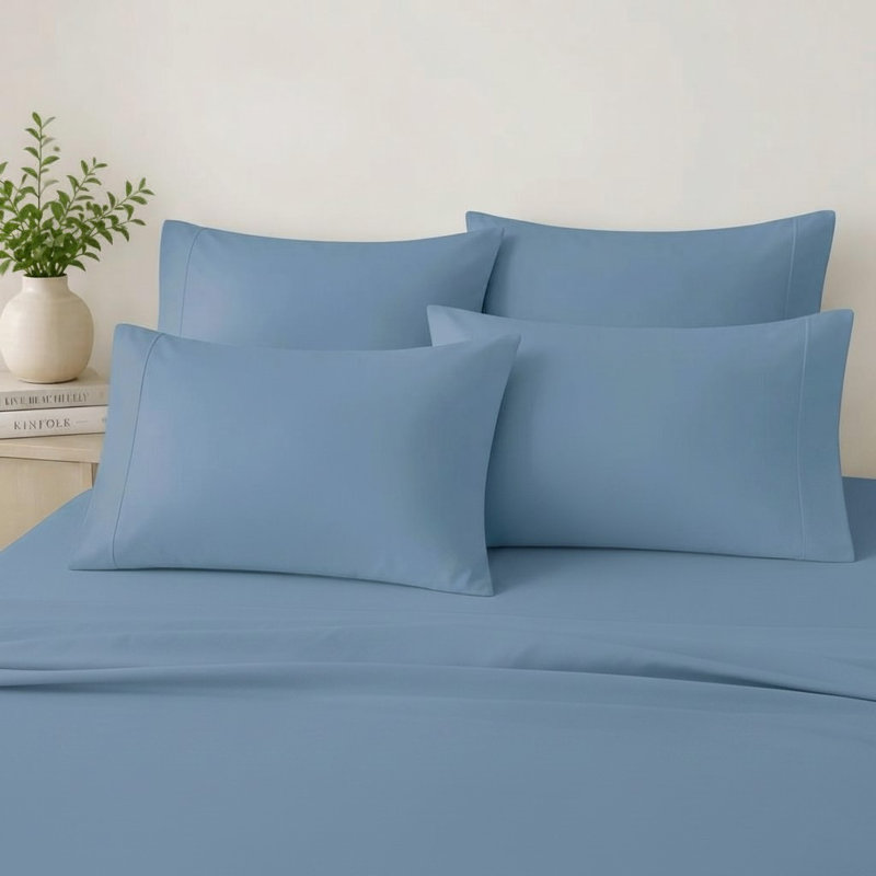 Ensemble de draps en microfibre 6 pièces, Très grand, Bleu clair