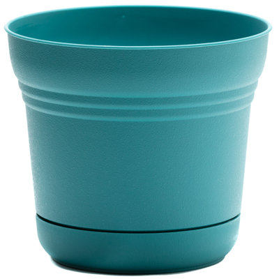  Saturn 10.75 in. H X 12.25 in. W Plastic Traditional Planter Bermuda Teal
