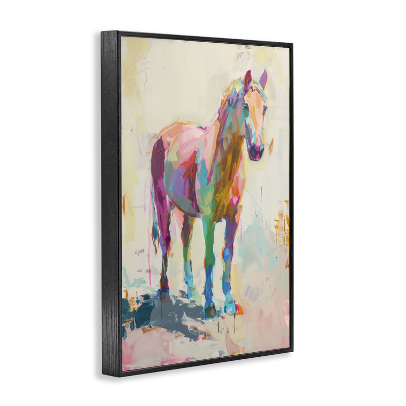 Reproduction d'art giclée sur un cheval au coucher du soleil par Petal Prints Design, Giclée encadrée noir minuit