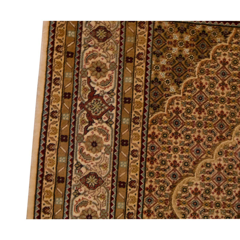 Tapis brun / rouge / beige / vert noué à la main de haute qualité