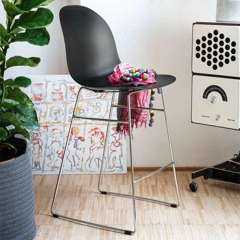 Academy Stools, Chromed, Matte Black/Polypropylene