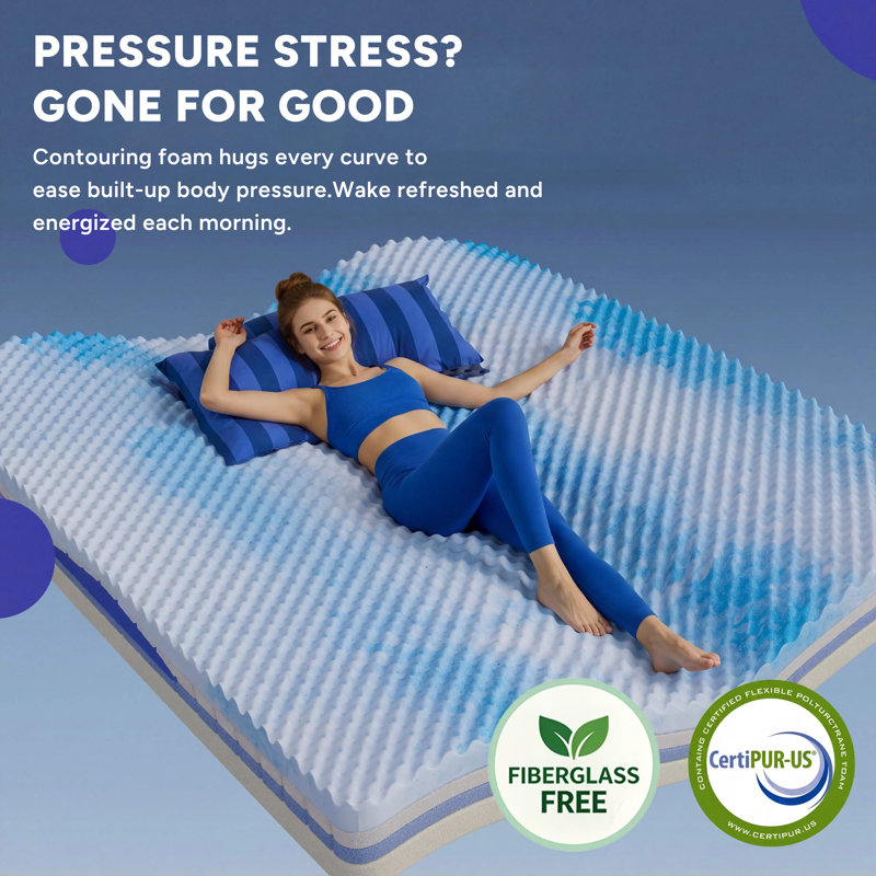 Matelas hybride mi-ferme 14 po avec matelas à ressorts ensachés 14 po. Certipur-us, 14", Lit double