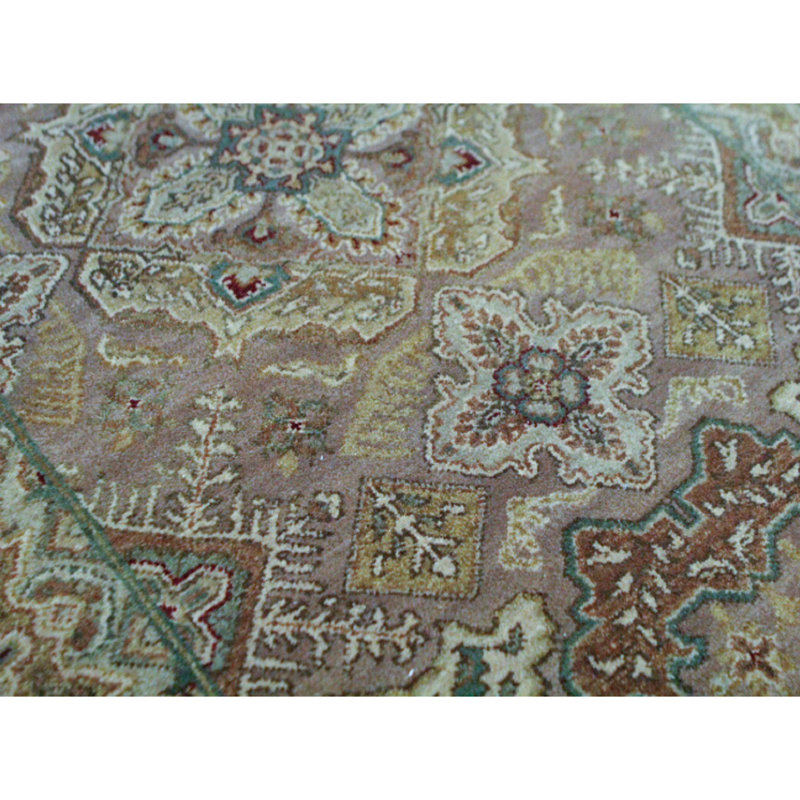 Tapis vert et beige noué à la main de haute qualité